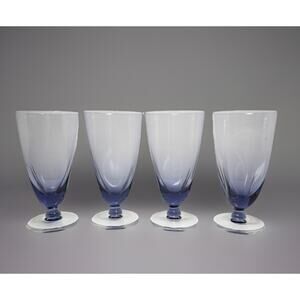 Imperial Glass SVELTE PURPLE Pinch Design Footed Juice Glass Set 4 1950’s 6 oz